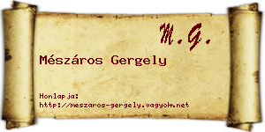 Mészáros Gergely névjegykártya